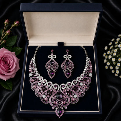 Casla's Jewel Emerald Crystal Statement Necklace & Earrings Set