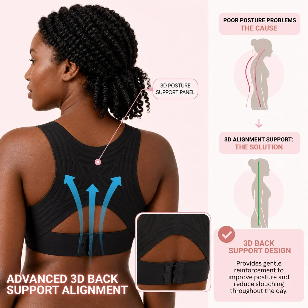Seamless Posture Support Bra with 3D Back Alignment & X-Crisscross Support