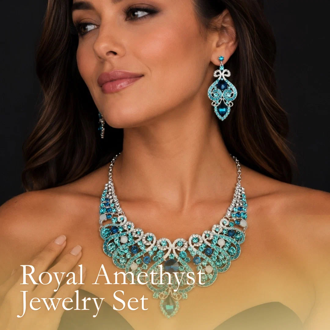 Casla's Jewel Emerald Crystal Statement Necklace & Earrings Set