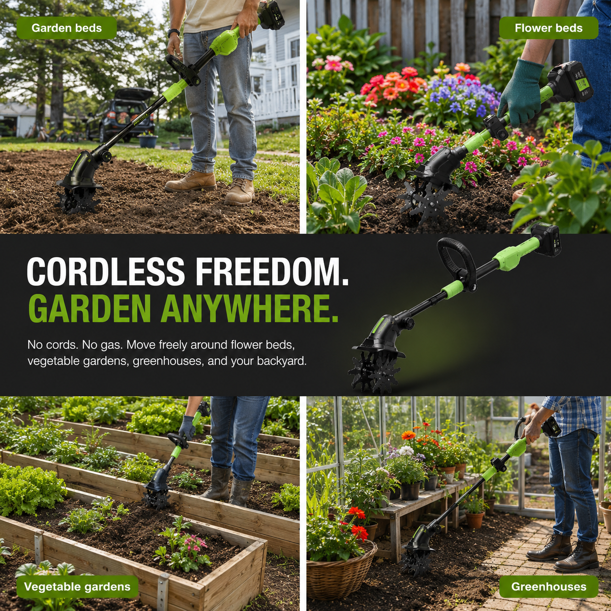 Homiux 2-in-1 Cordless Garden Tiller & Cultivator