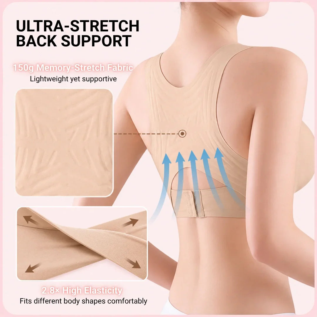 Seamless Posture Support Bra with 3D Back Alignment & X-Crisscross Support