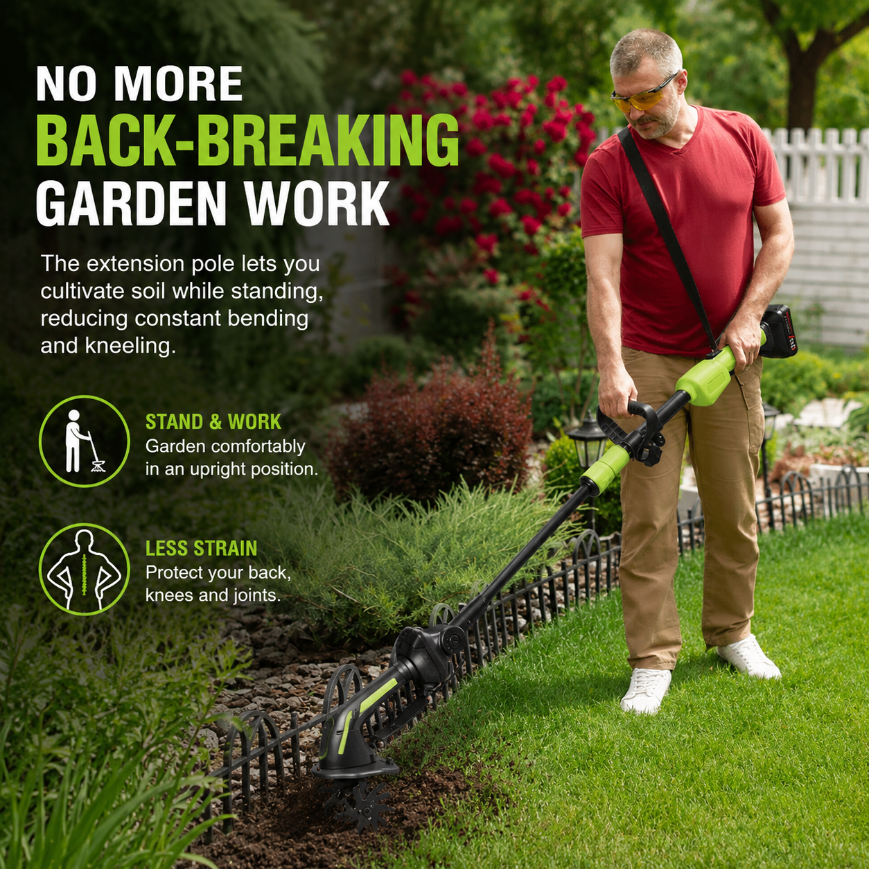 Homiux 2-in-1 Cordless Garden Tiller & Cultivator