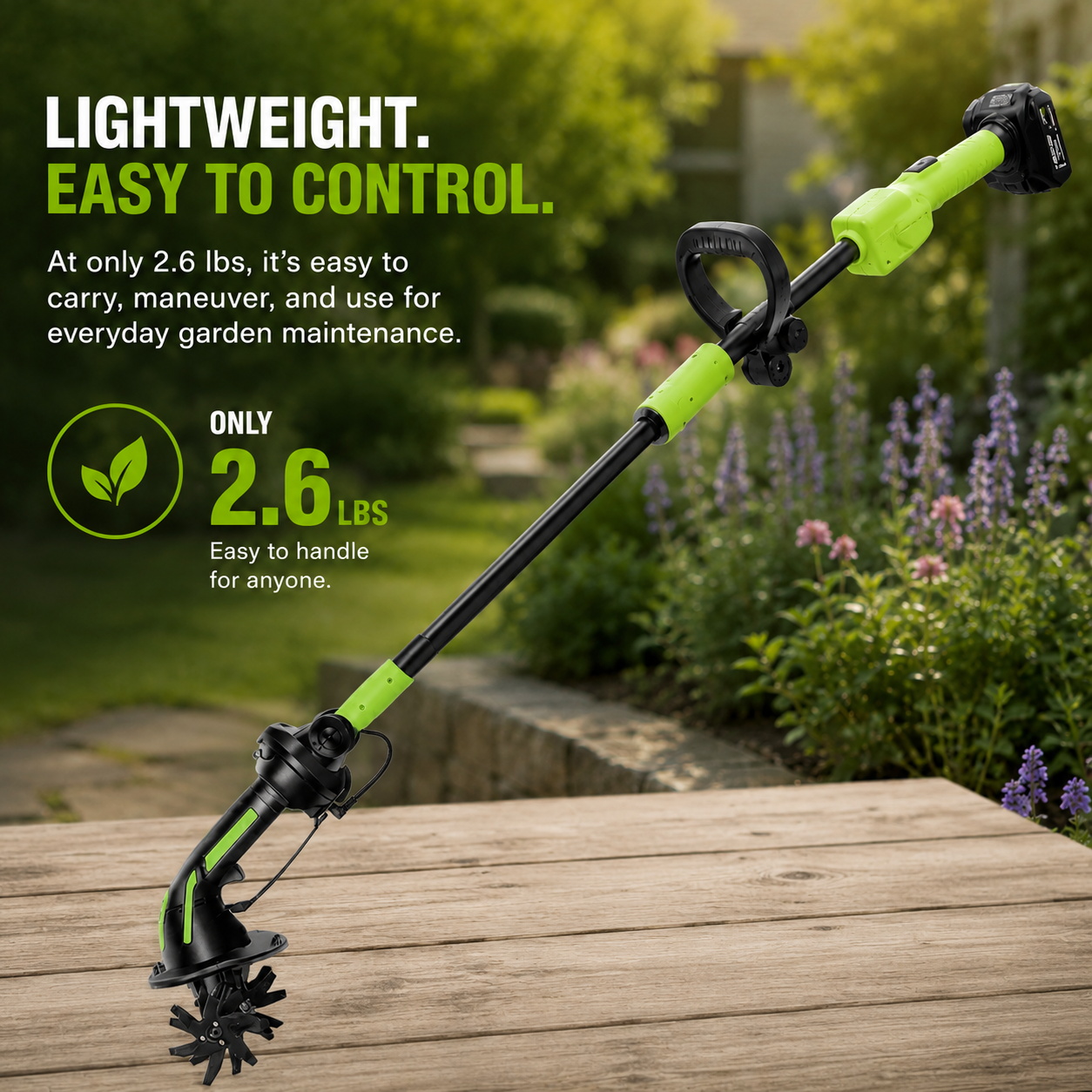 Homiux 2-in-1 Cordless Garden Tiller & Cultivator