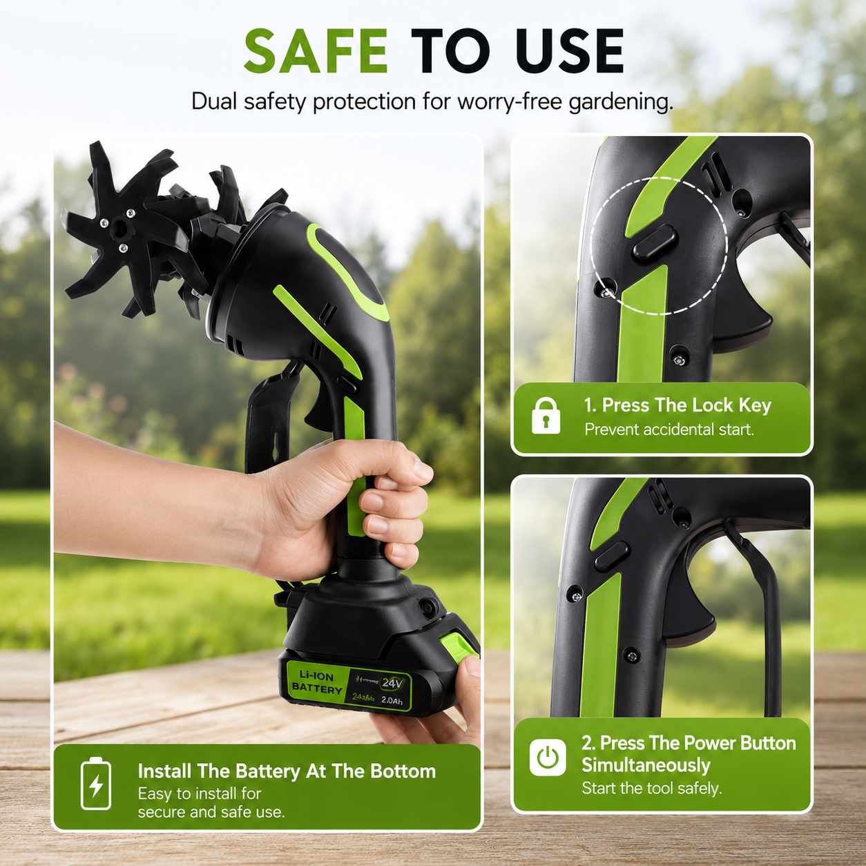 Homiux 2-in-1 Cordless Garden Tiller & Cultivator