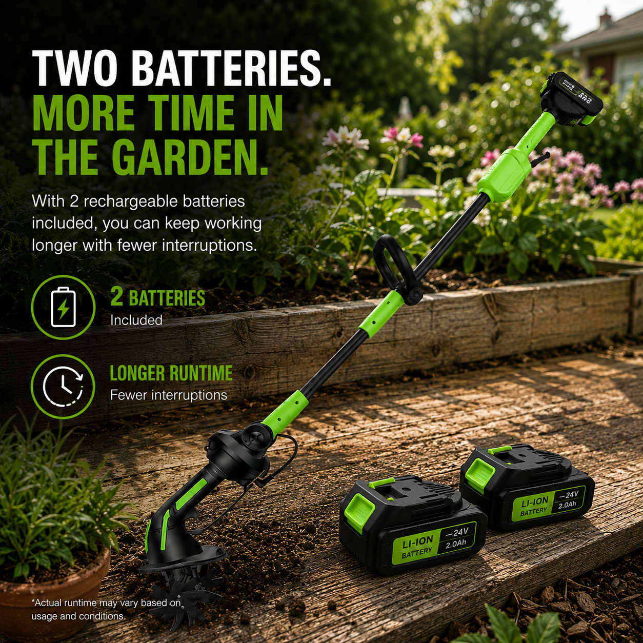 Homiux 2-in-1 Cordless Garden Tiller & Cultivator