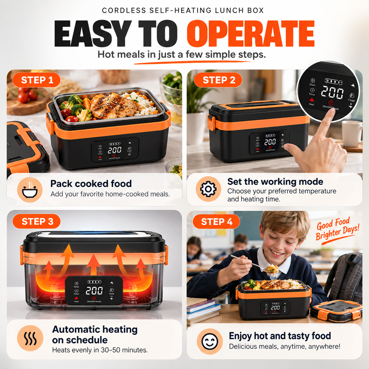 Cordless Self-Heating Lunch Box