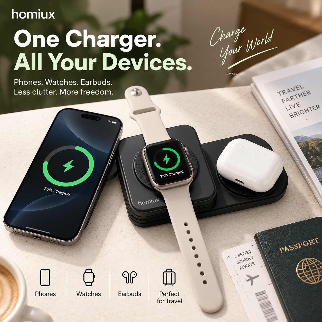 Homiux 5-in-1 Universal Travel Charger