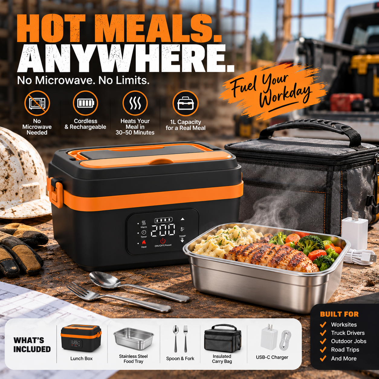 Cordless Self-Heating Lunch Box