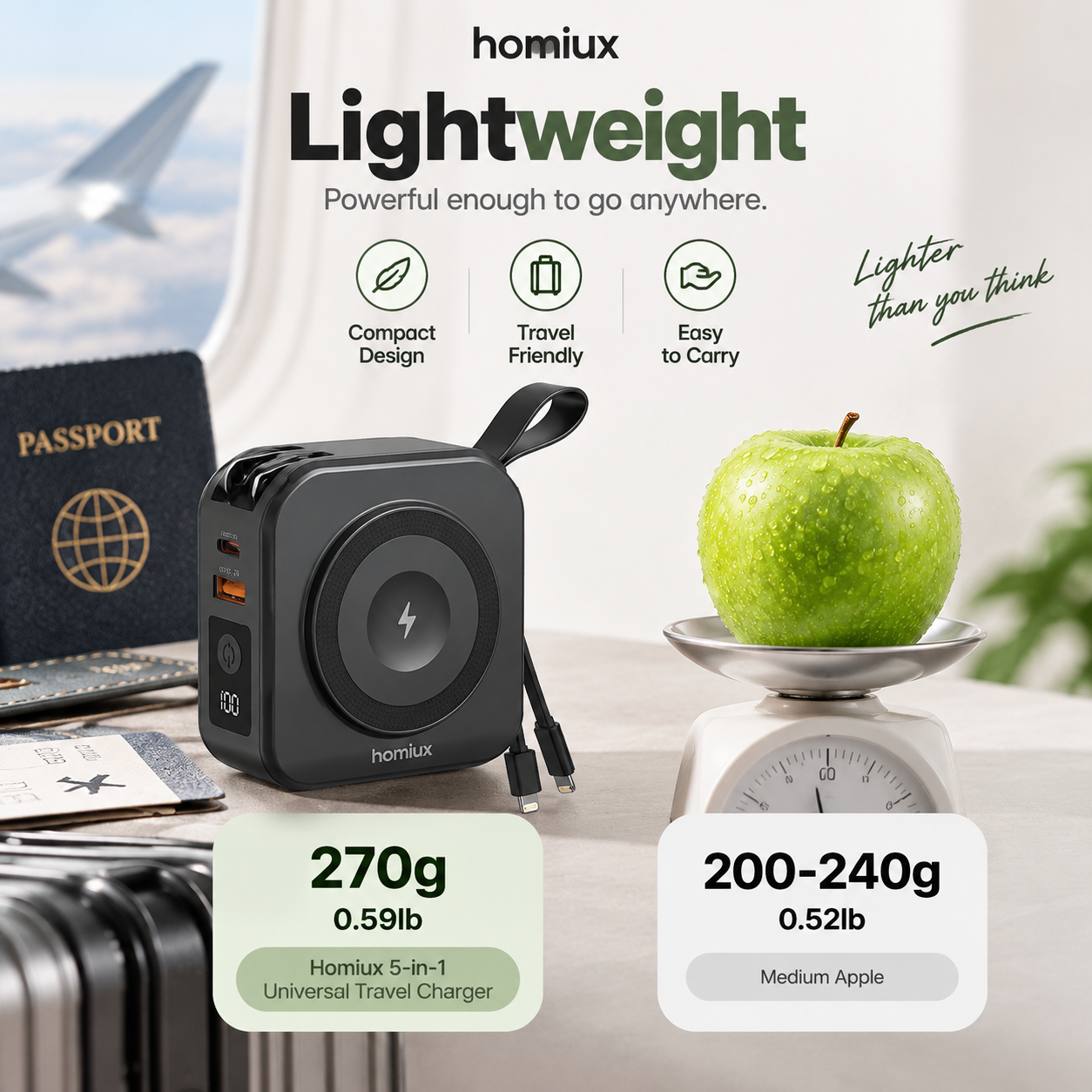 Homiux 5-in-1 Universal Travel Charger