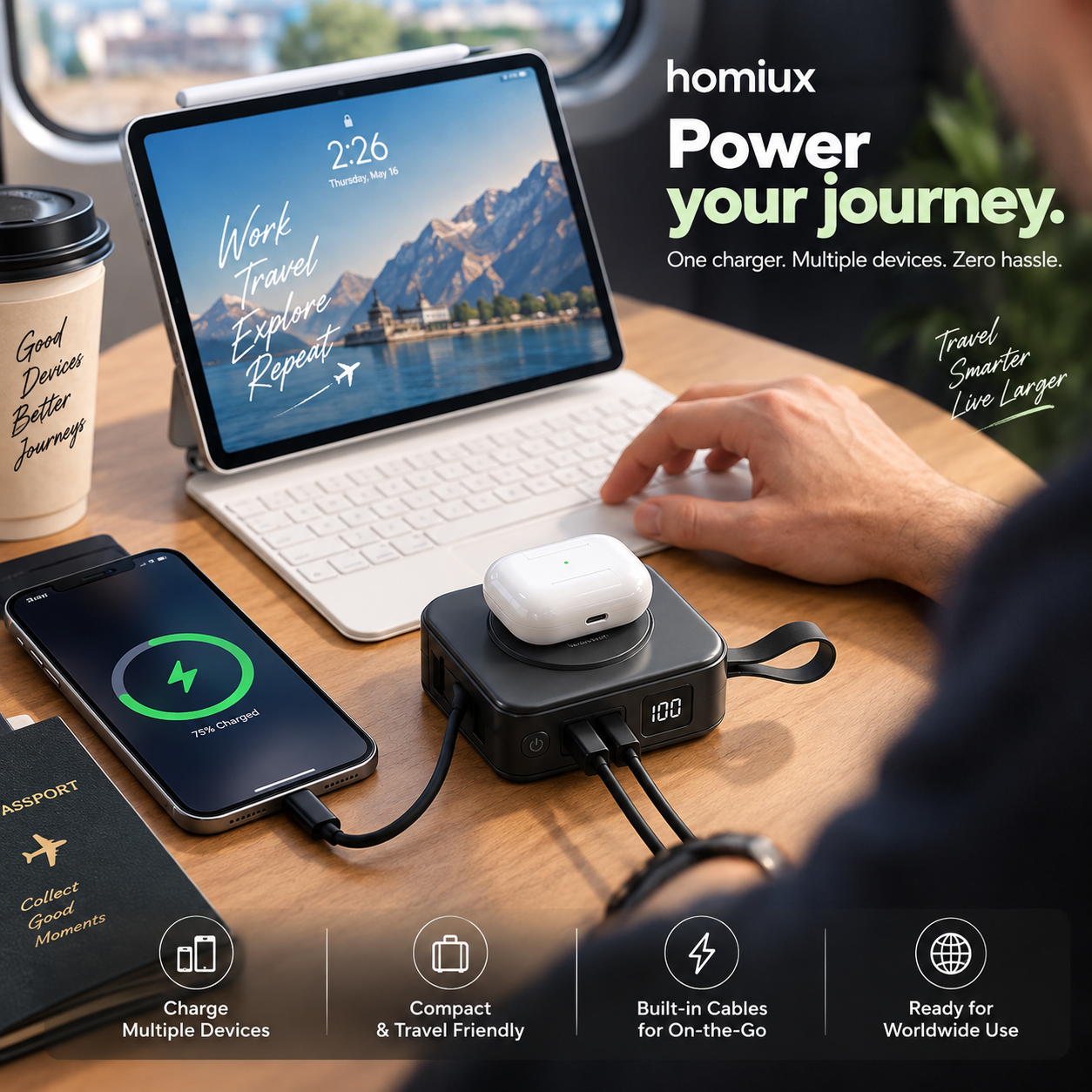 Homiux 5-in-1 Universal Travel Charger