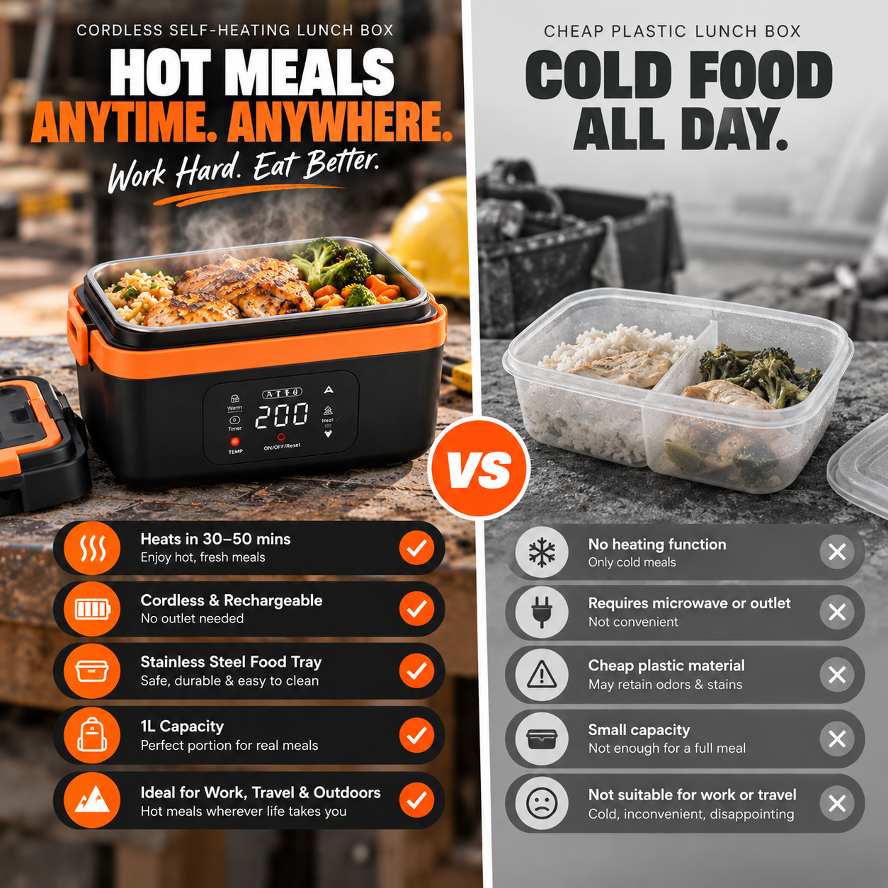 Cordless Self-Heating Lunch Box