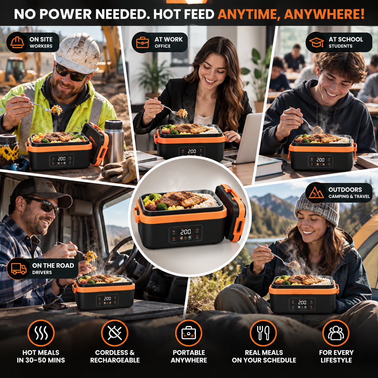 Cordless Self-Heating Lunch Box