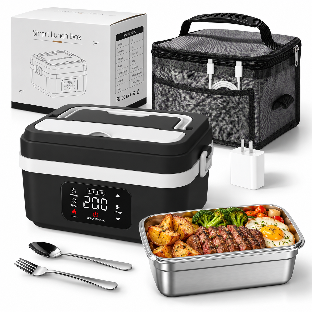 Cordless Self-Heating Lunch Box